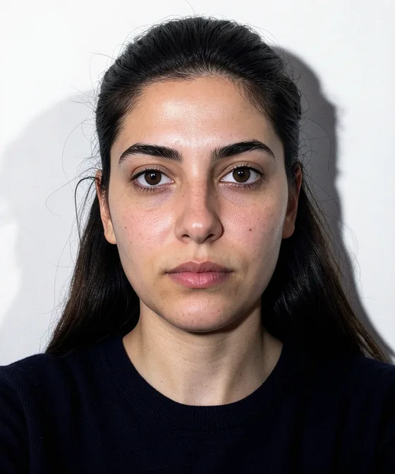 Incorrect ID photo example with harsh shadows and uneven lighting