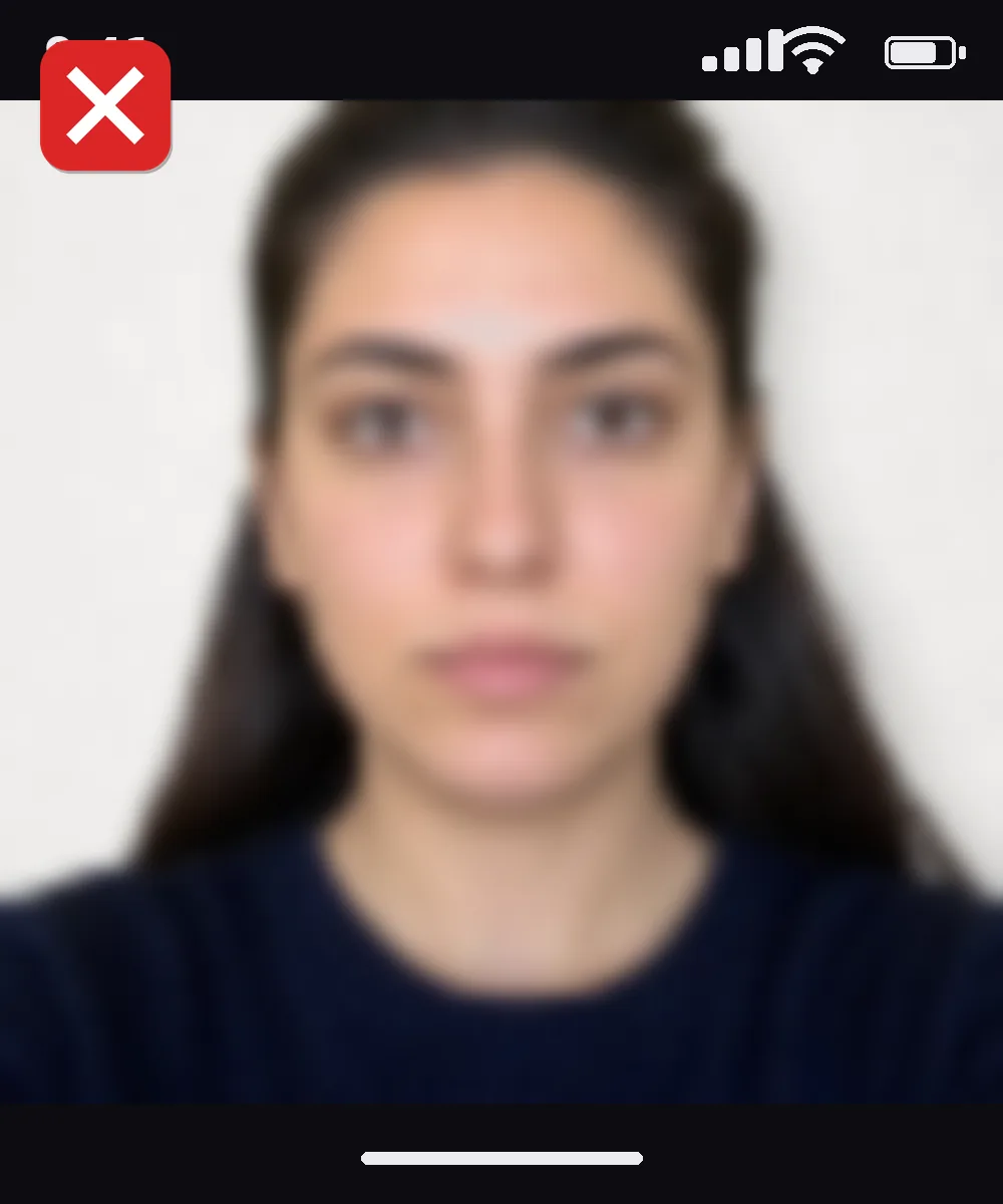 Ekran görüntüsü olarak kaydedilmiş, düşük çözünürlüklü yanlış vesikalık fotoğraf örneği