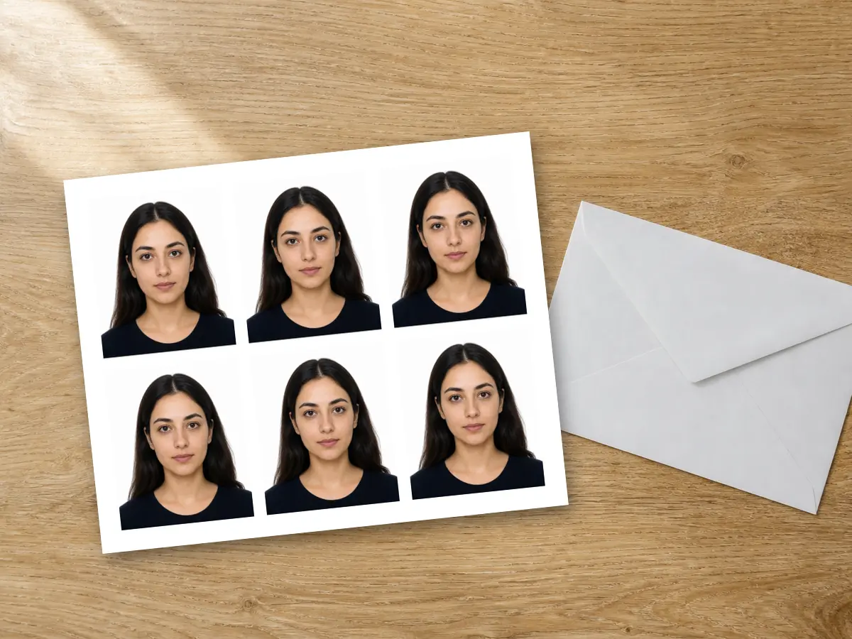 Baskıya hazır 6 adet biyometrik vesikalık fotoğraf dizilimi