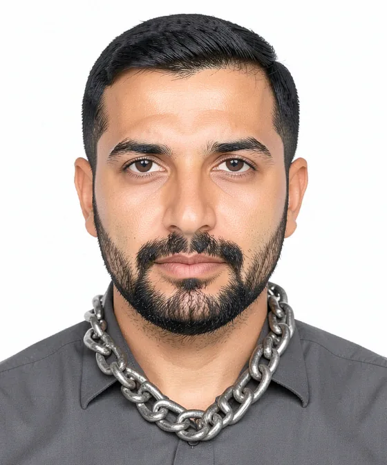 BAE / Dubai Vizesi Fotoğrafı — Yanlış vesikalık örneği: kalın zincir kolye