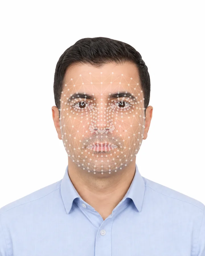 Beispiel-Biometriefoto 50×60 mm für den türkischen Führerschein bei NVİ, weißer Hintergrund