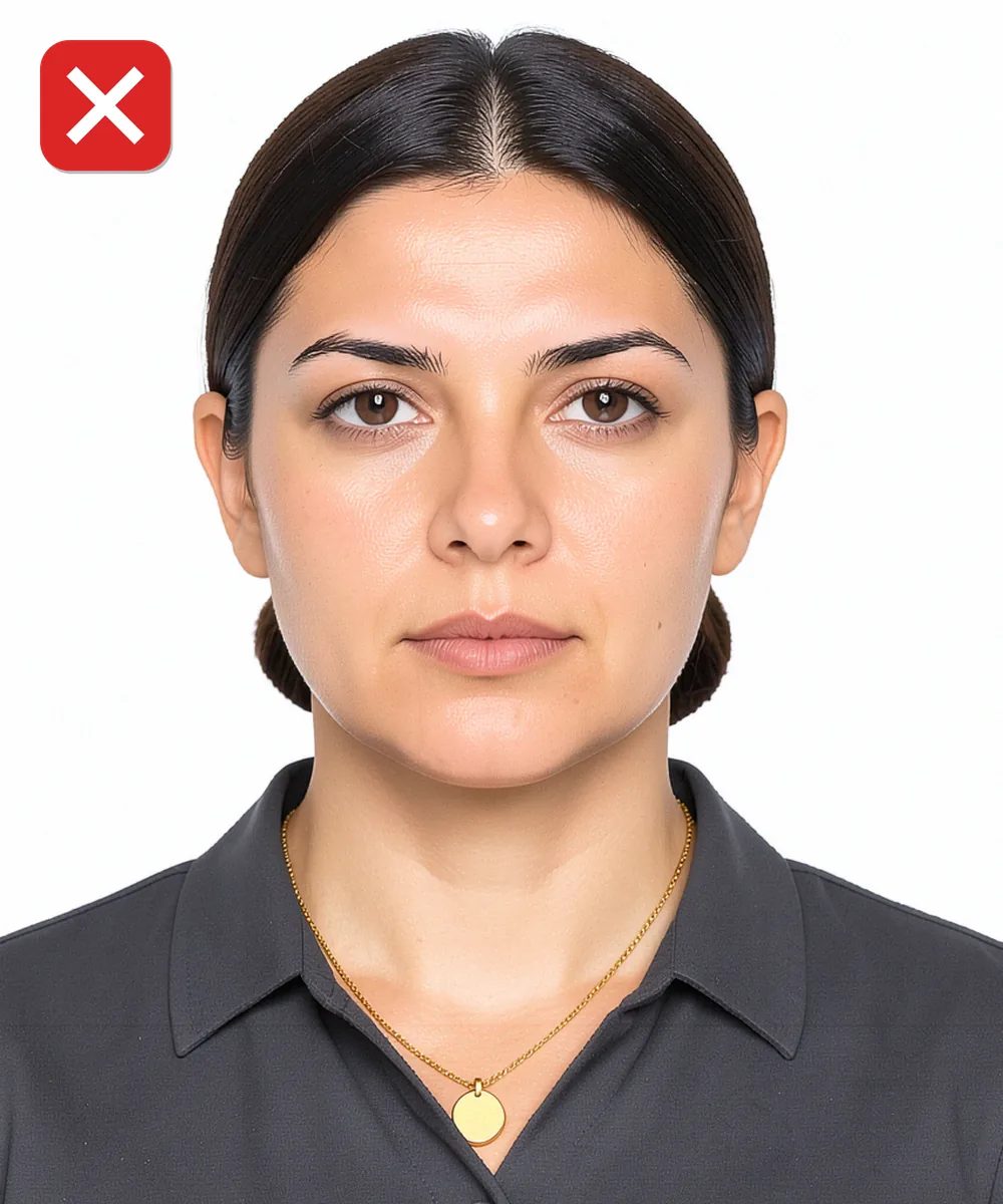 Passport Photo in İstanbul — Incorrect ID photo: large statement pendant