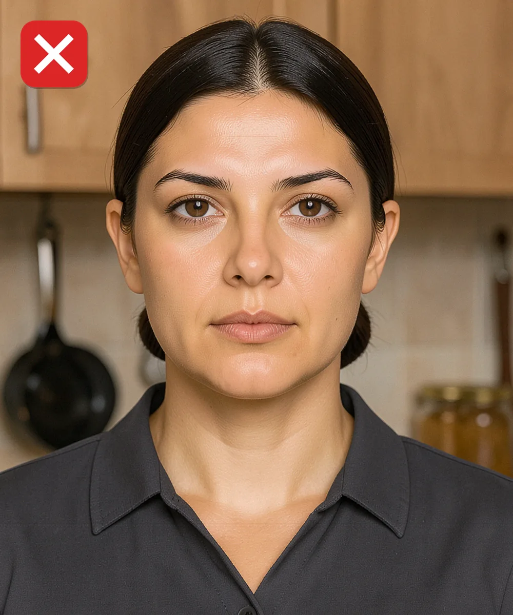 Passport Photo in İstanbul — Incorrect ID photo: taken in a kitchen