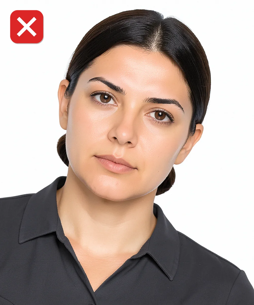 Passport Photo in İstanbul — Incorrect ID photo: head tilted to one side