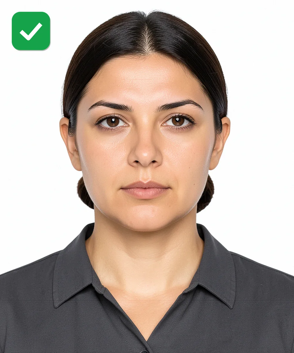 Passport Photo in İstanbul — Correct ID photo: neutral expression, upright head, white background
