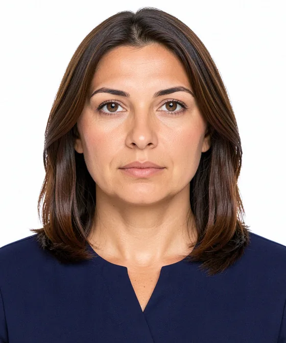 Vesikalık Fotoğraf Rehberleri — Doğru vesikalık örneği: nötr ifade, dik baş, düz beyaz fon