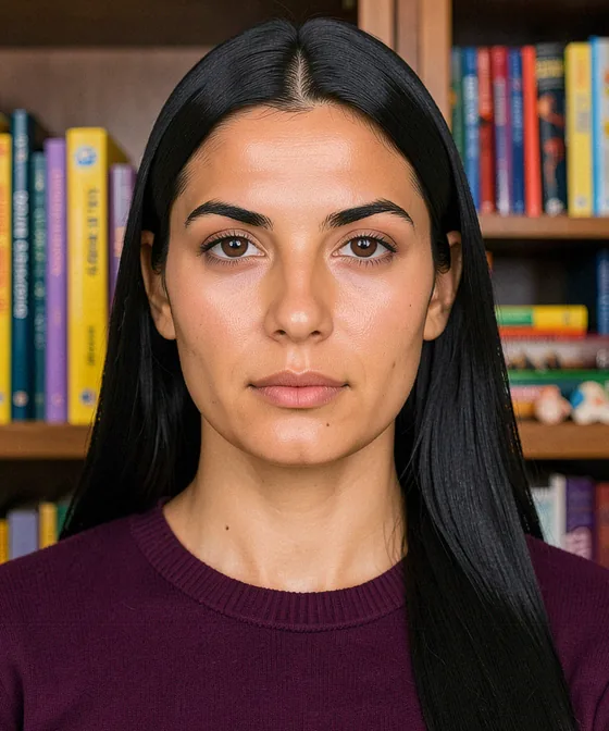 Vize Fotoğrafı Rehberi — Yanlış vesikalık örneği: arka planda kitaplık
