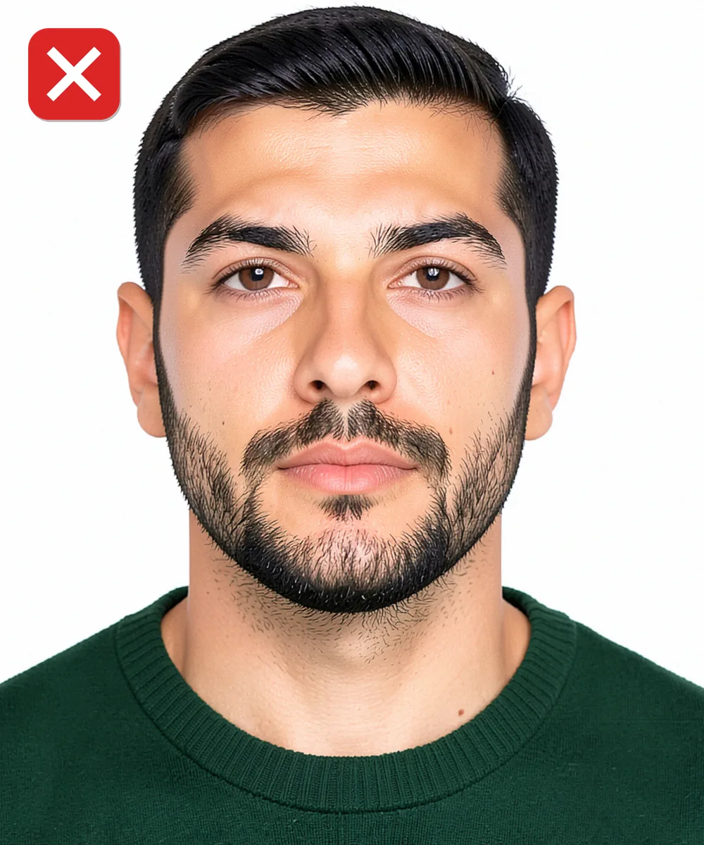 Passport Photo in Arnavutköy — Incorrect ID photo: taken from a low angle
