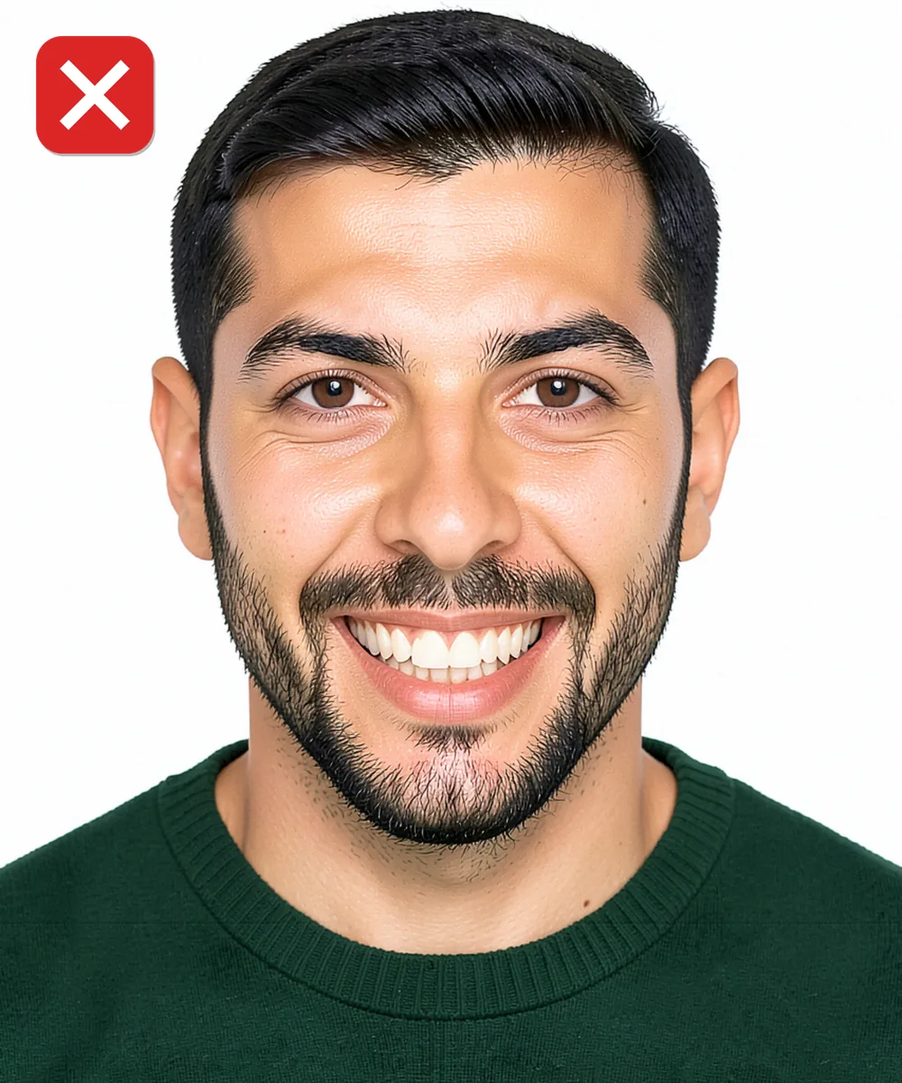 Passport Photo in Arnavutköy — Incorrect ID photo: smiling