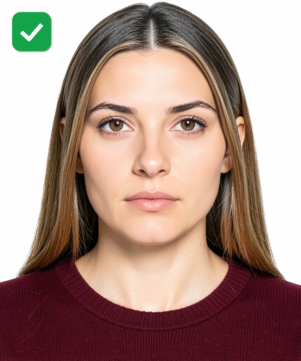 Passport Photo in Ataşehir — Correct ID photo: neutral expression, upright head, white background