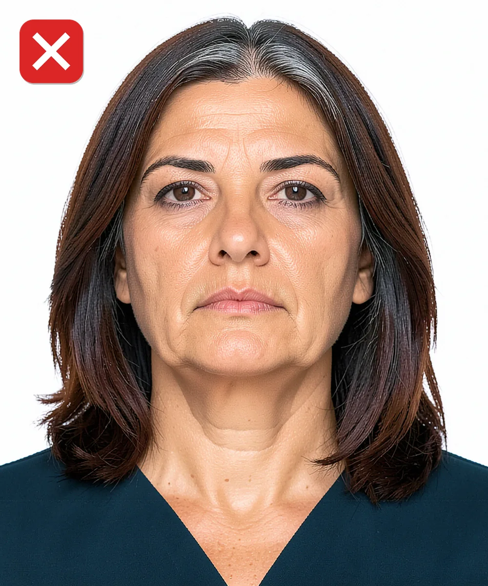 Passport Photo in Bağcılar — Incorrect ID photo: taken from a low angle