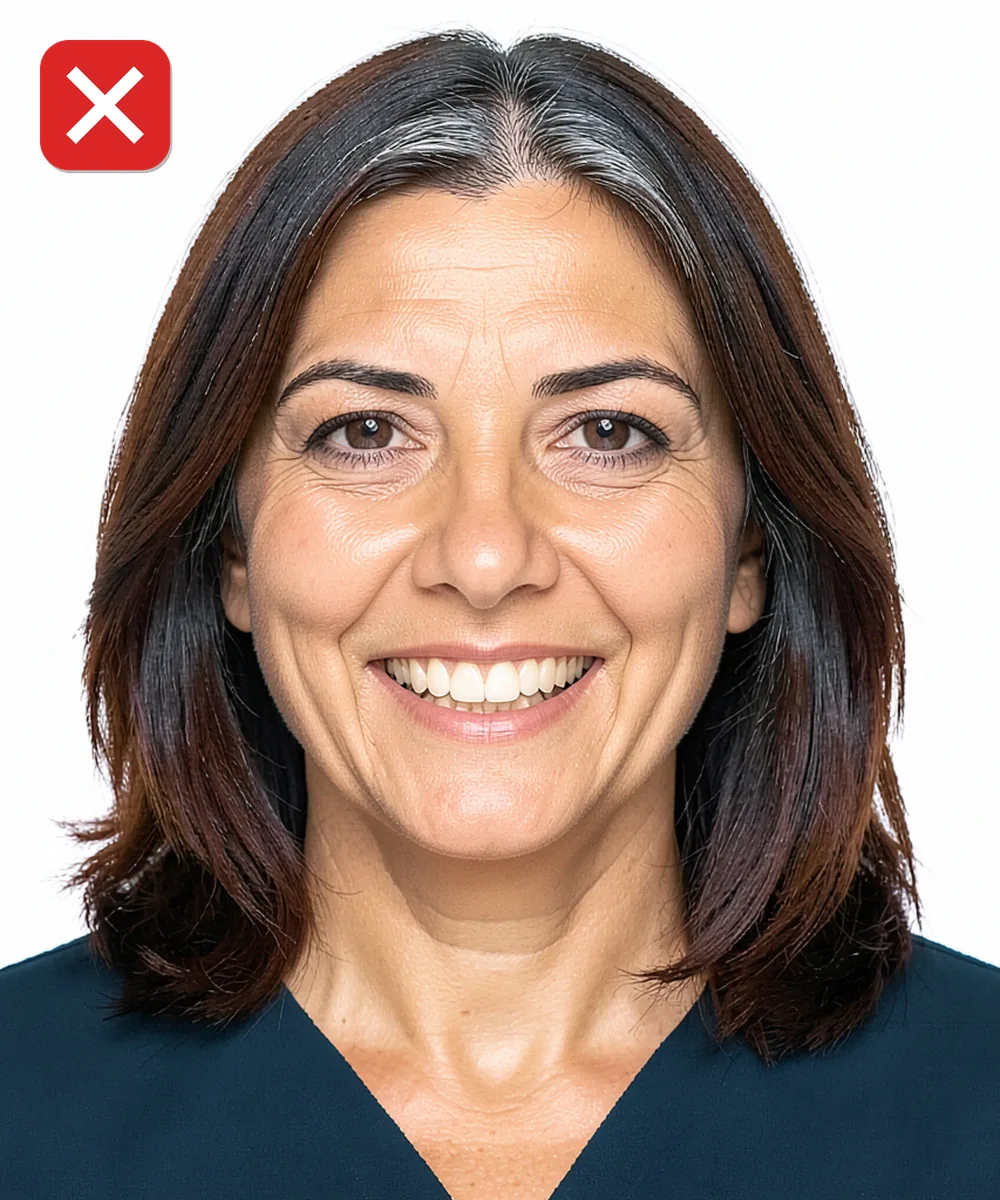 Passport Photo in Bağcılar — Incorrect ID photo: smiling
