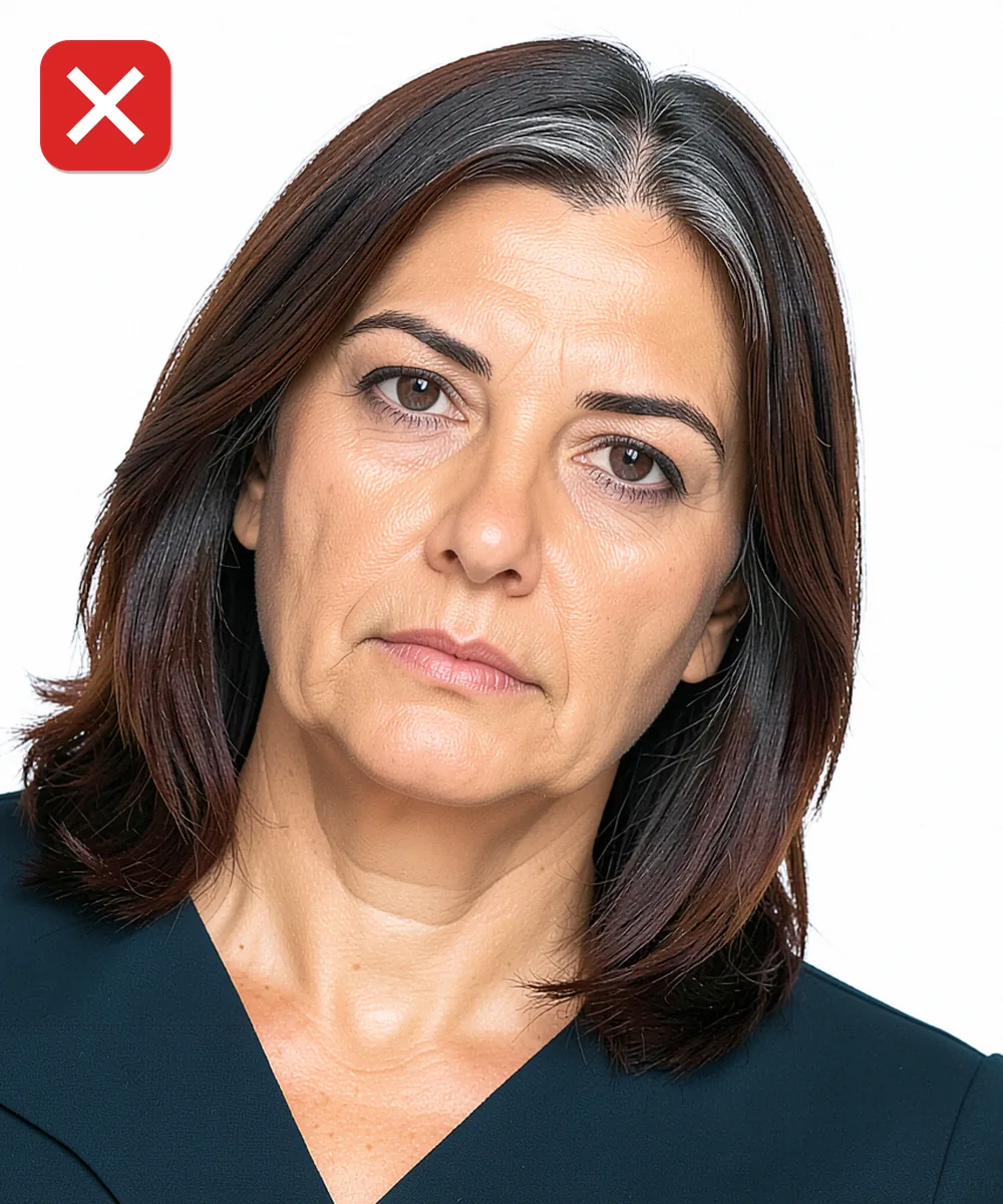 Passport Photo in Bağcılar — Incorrect ID photo: head tilted to one side