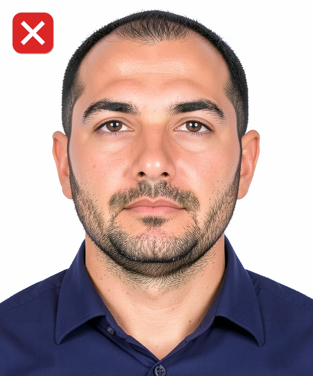 Passport Photo in Bahçelievler — Incorrect ID photo: taken from a low angle