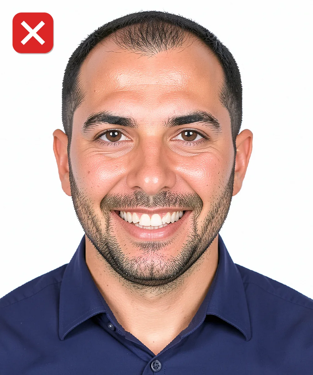Passport Photo in Bahçelievler — Incorrect ID photo: smiling