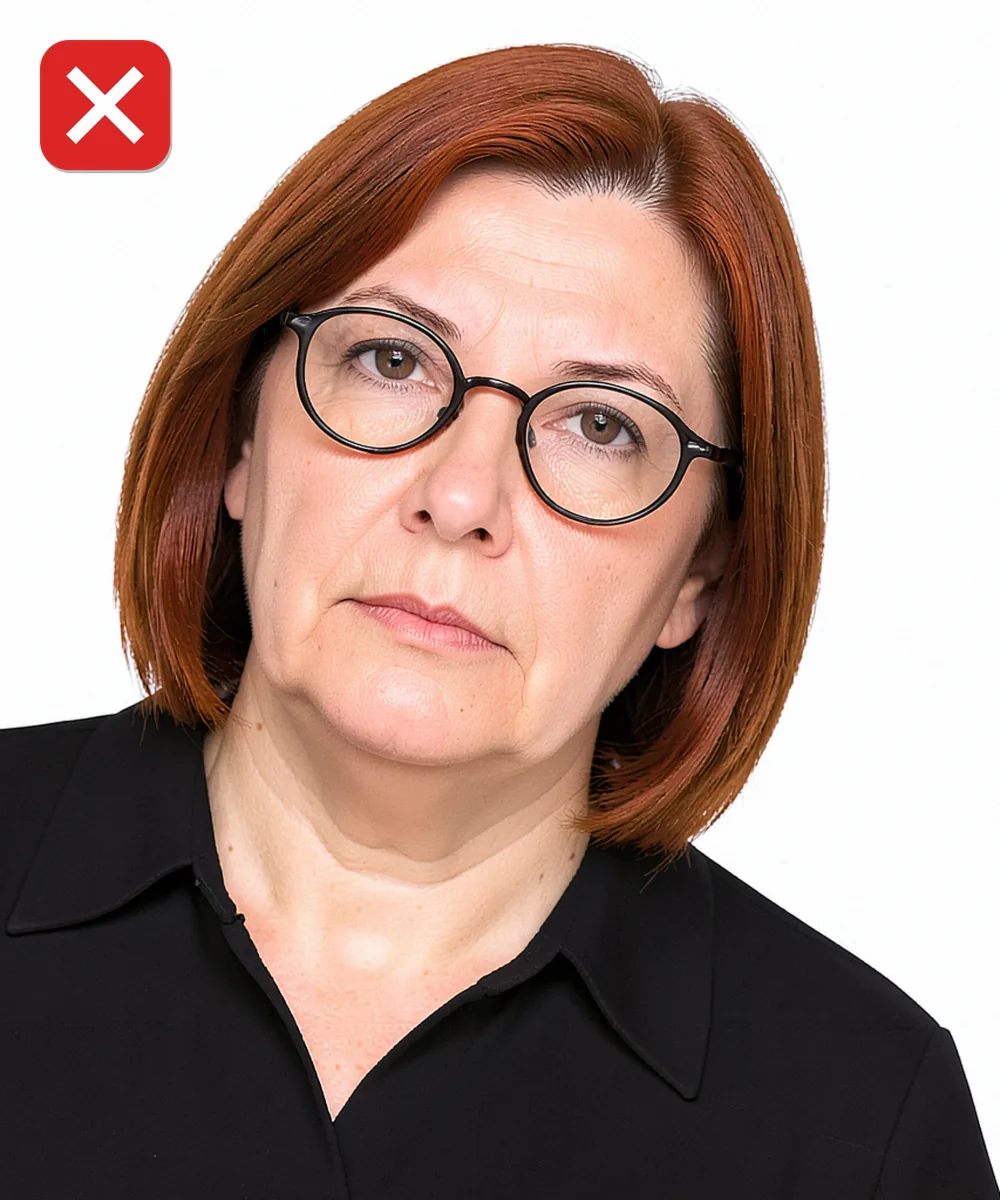 Bakırköy'de Vesikalık Fotoğraf — Yanlış vesikalık örneği: baş yana eğik