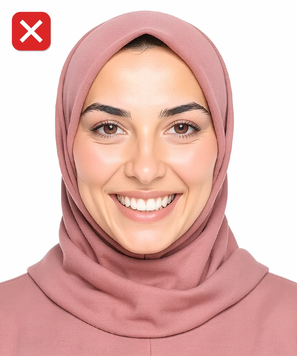 Başakşehir'de Vesikalık Fotoğraf — Yanlış vesikalık örneği: gülümseme