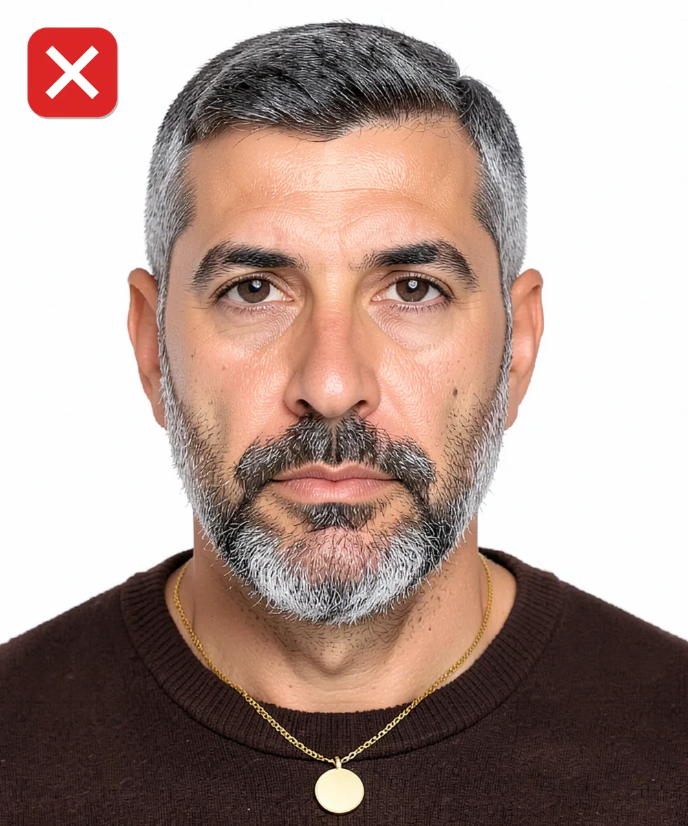 Bayrampaşa'da Vesikalık Fotoğraf — Yanlış vesikalık örneği: iri kolye ucu
