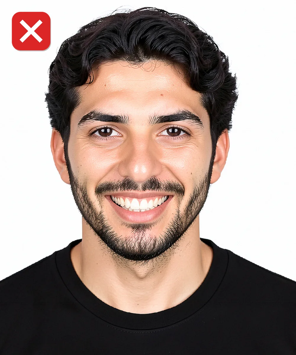 Passport Photo in Beyoğlu — Incorrect ID photo: smiling