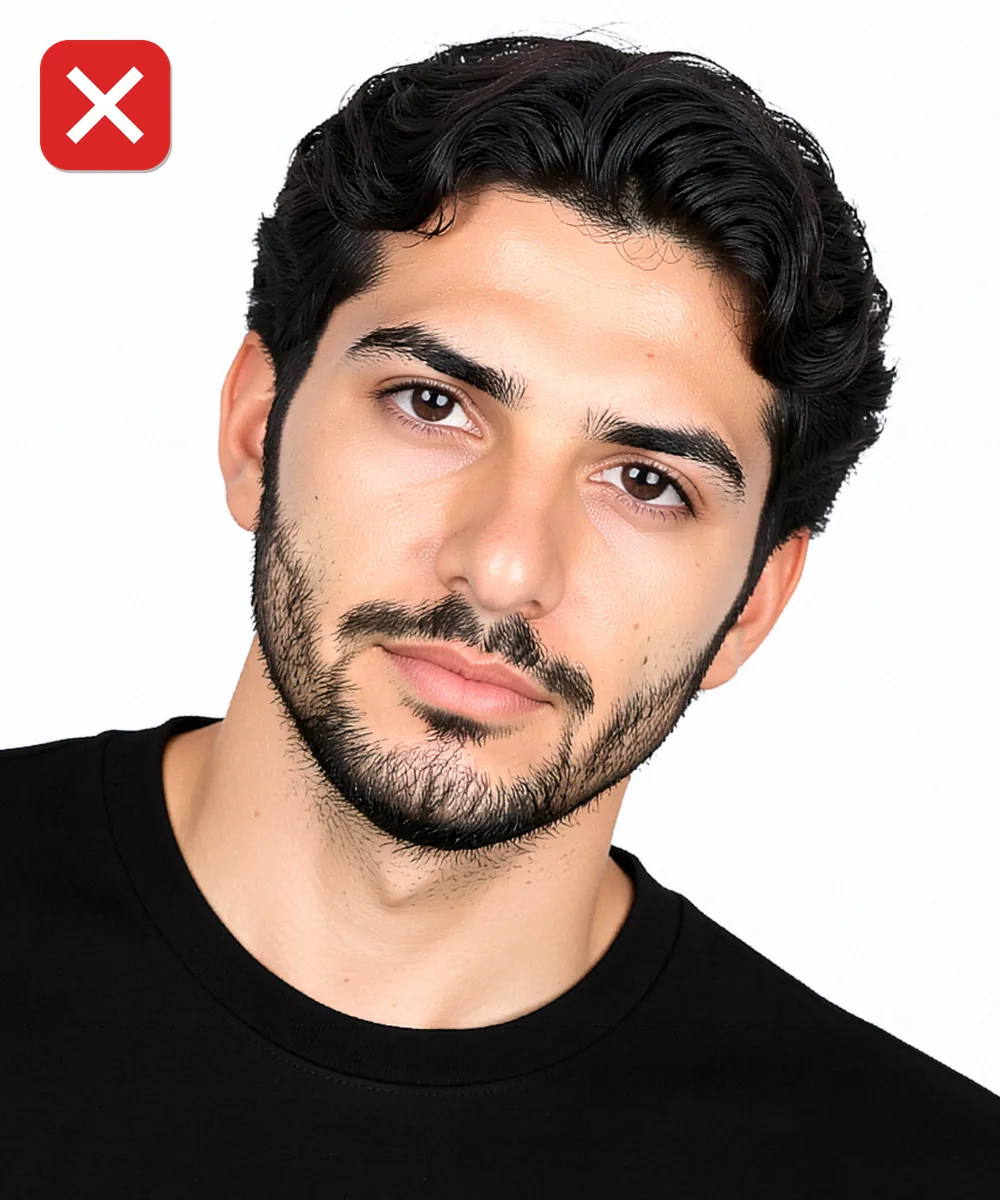 Passport Photo in Beyoğlu — Incorrect ID photo: head tilted to one side