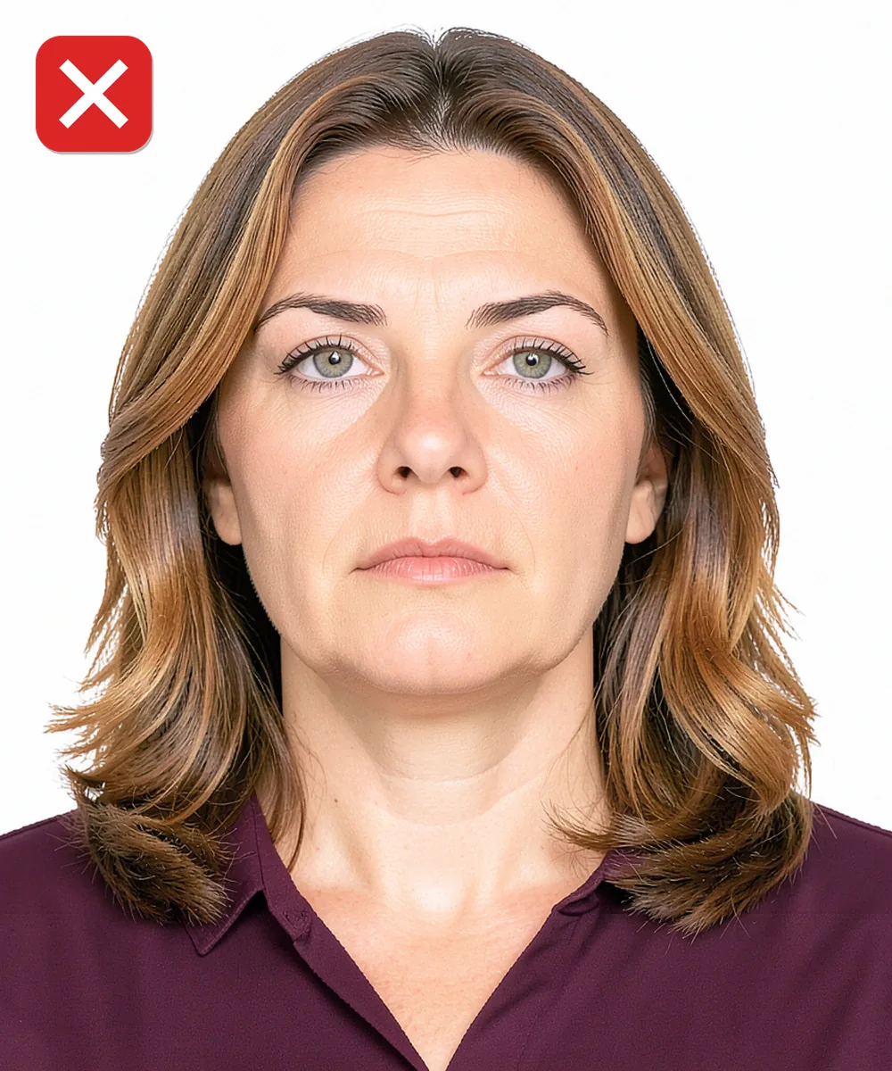 Passport Photo in Büyükçekmece — Incorrect ID photo: taken from a low angle
