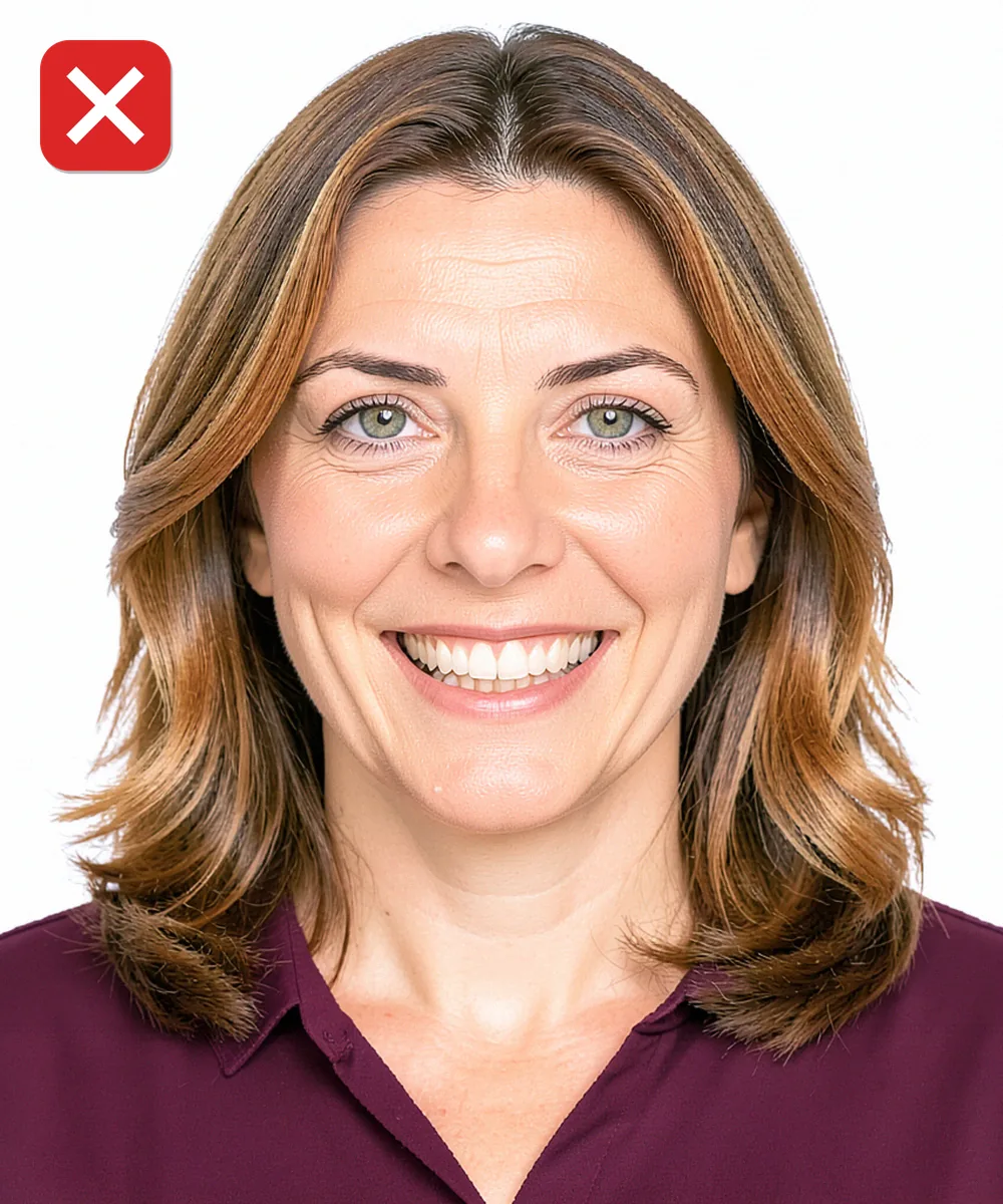 Passport Photo in Büyükçekmece — Incorrect ID photo: smiling