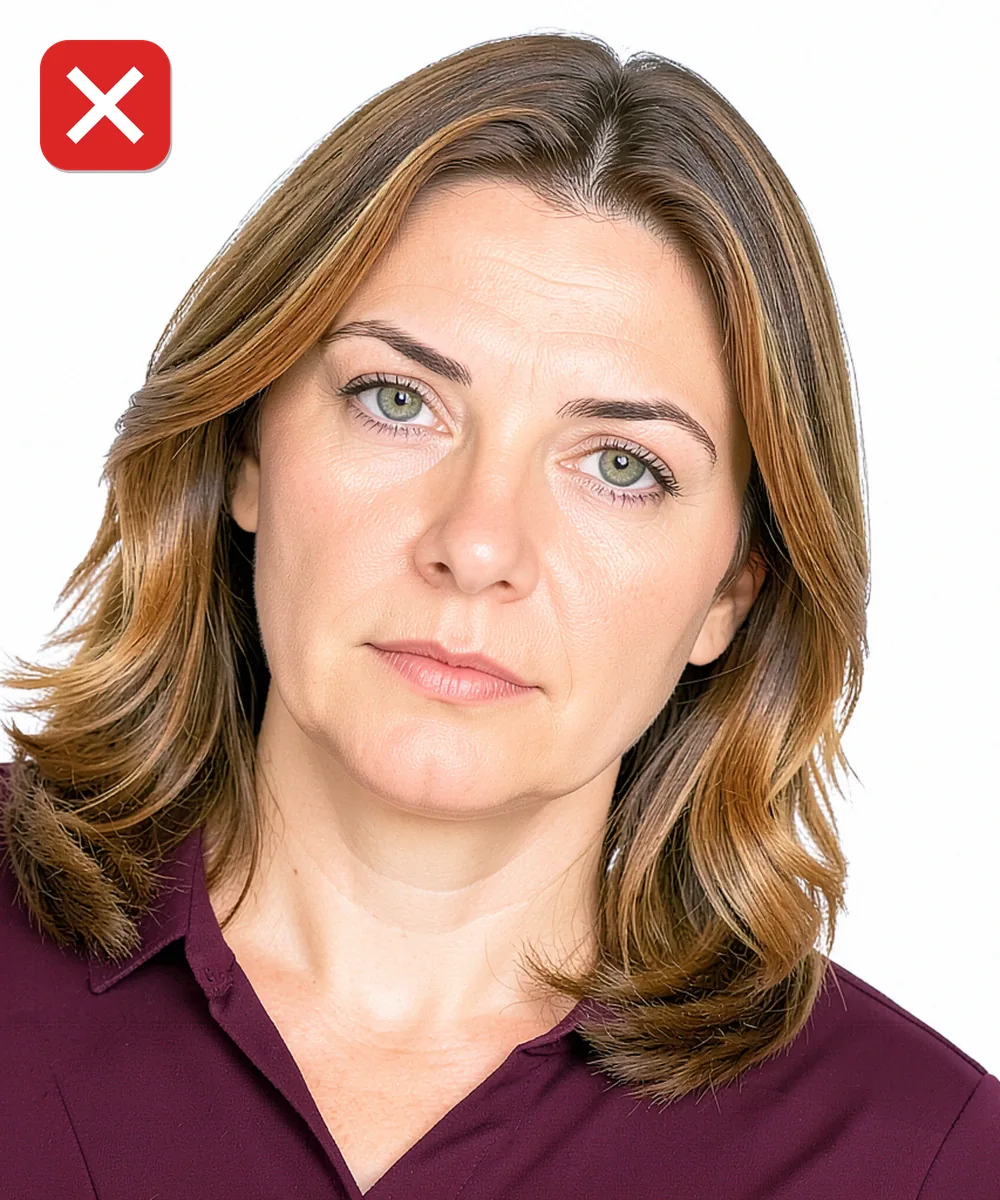 Passport Photo in Büyükçekmece — Incorrect ID photo: head tilted to one side