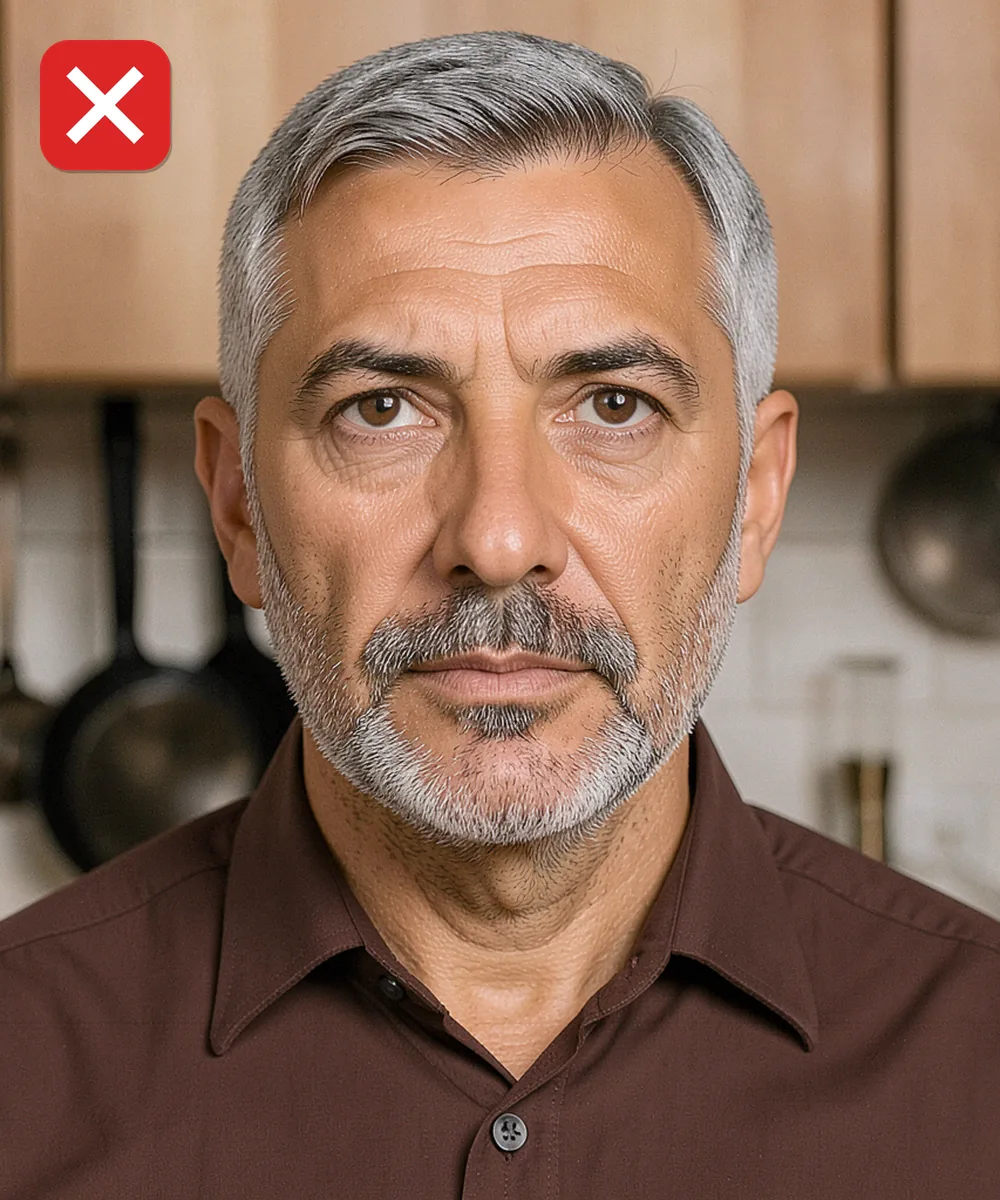 Passport Photo in Eyüpsultan — Incorrect ID photo: taken in a kitchen