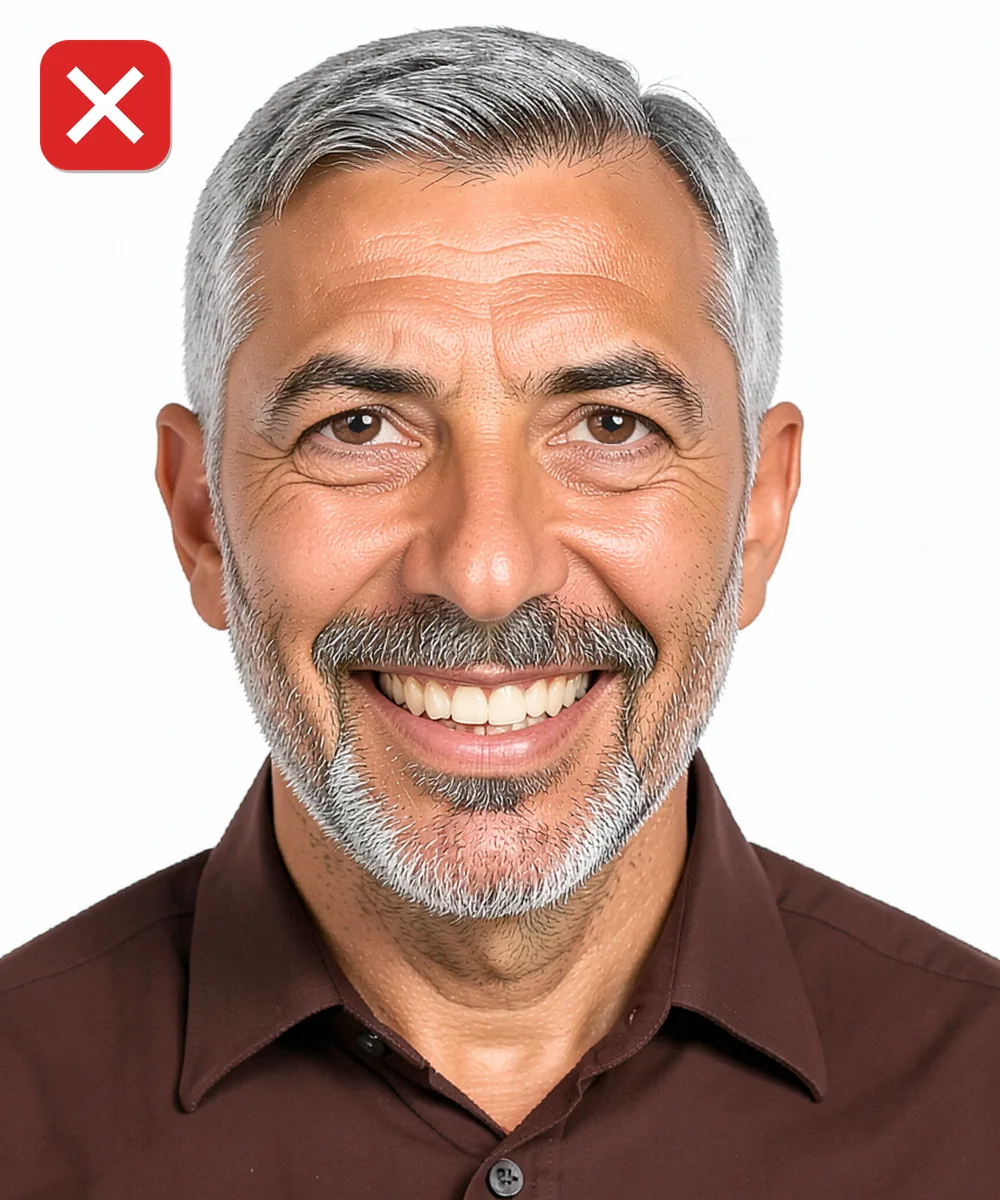 Passport Photo in Eyüpsultan — Incorrect ID photo: smiling