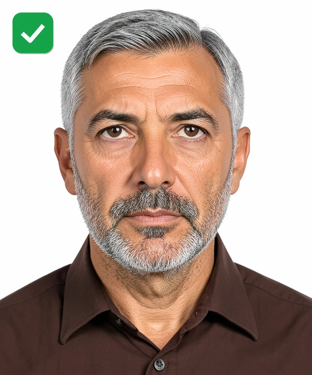 Passport Photo in Eyüpsultan — Correct ID photo: neutral expression, upright head, white background