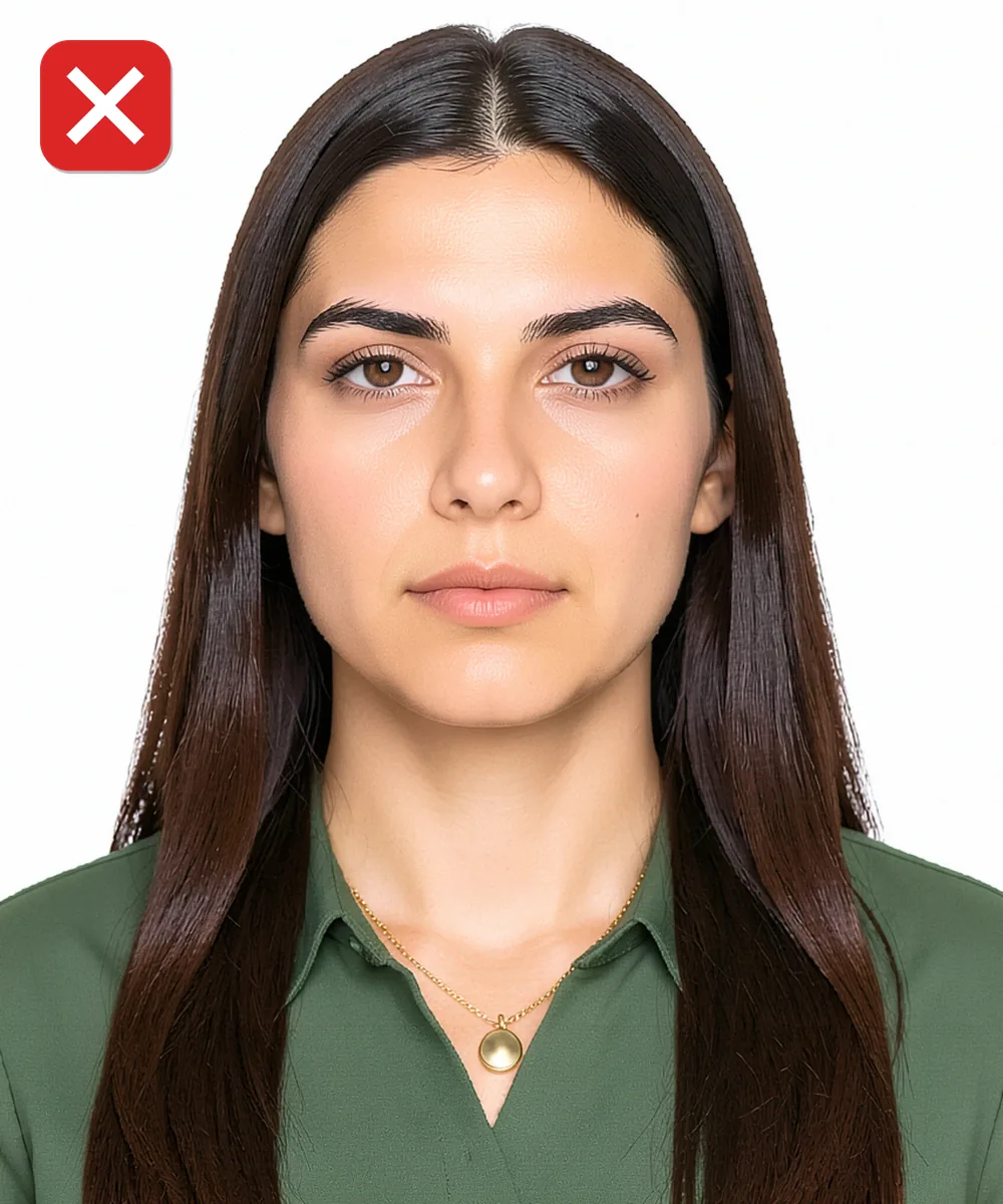 Gaziosmanpaşa'da Vesikalık Fotoğraf — Yanlış vesikalık örneği: iri kolye ucu
