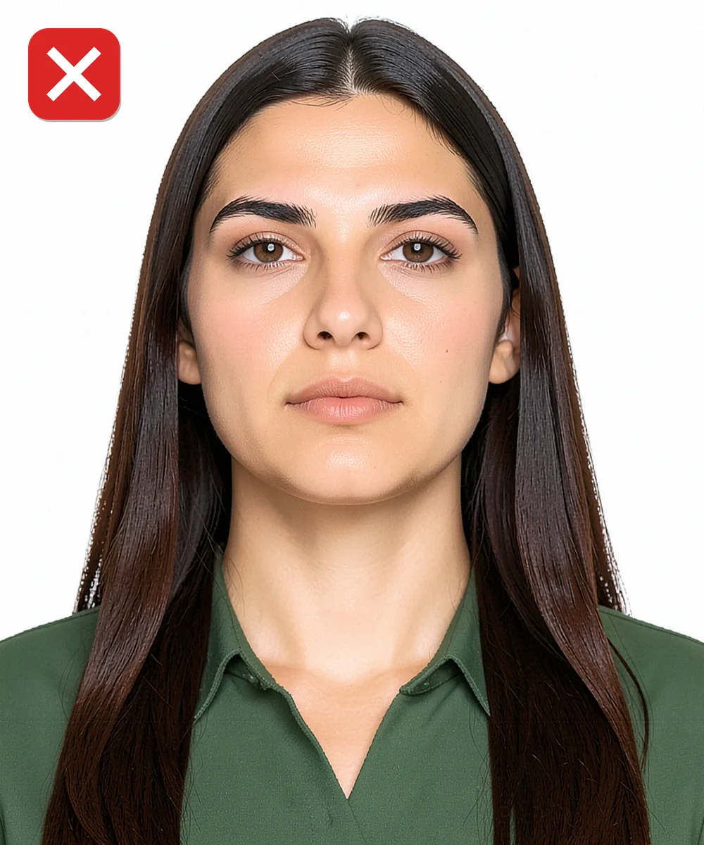 Gaziosmanpaşa'da Vesikalık Fotoğraf — Yanlış vesikalık örneği: alttan yukarı çekim