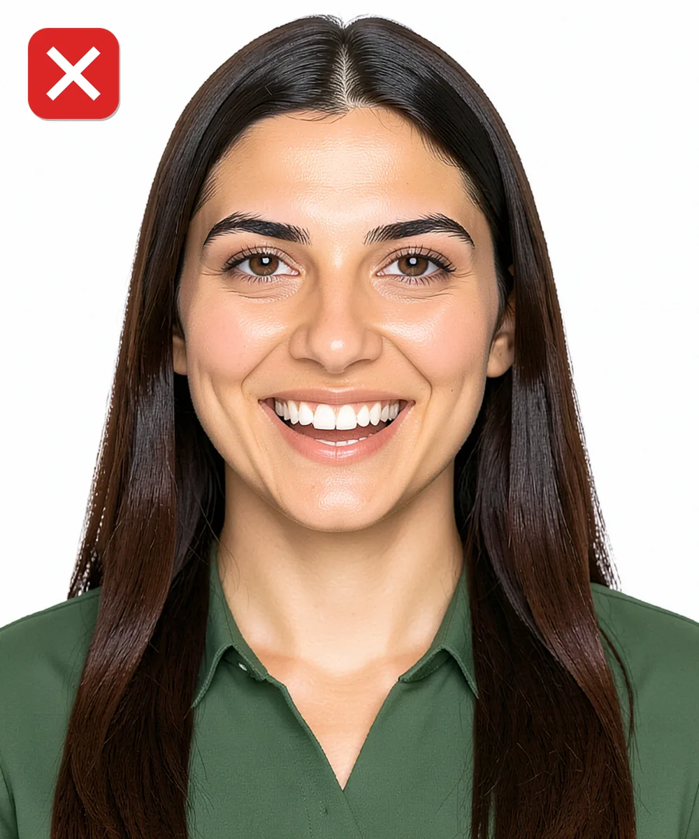 Gaziosmanpaşa'da Vesikalık Fotoğraf — Yanlış vesikalık örneği: gülümseme