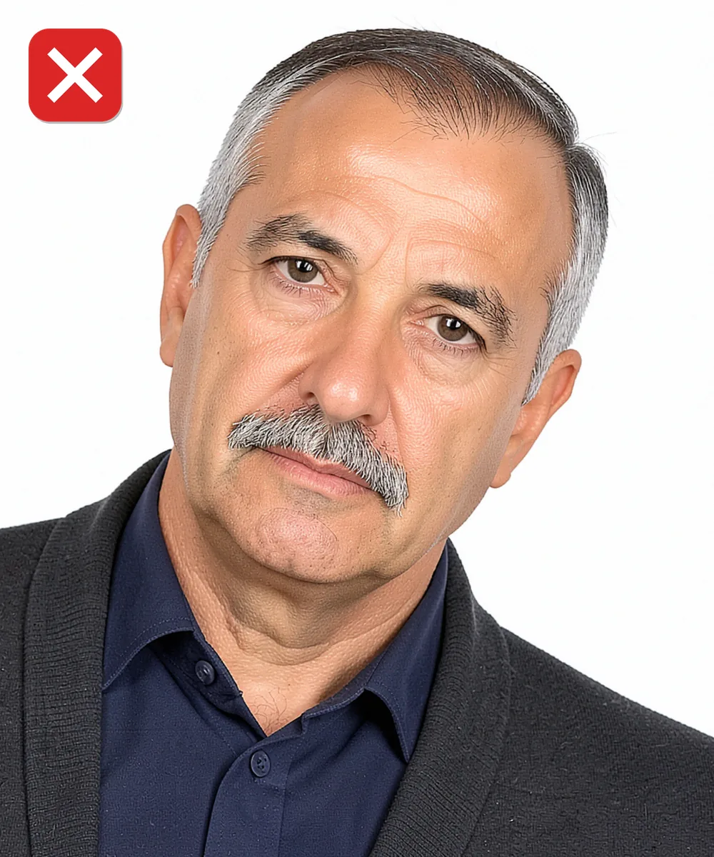 Passport Photo in Güngören — Incorrect ID photo: head tilted to one side