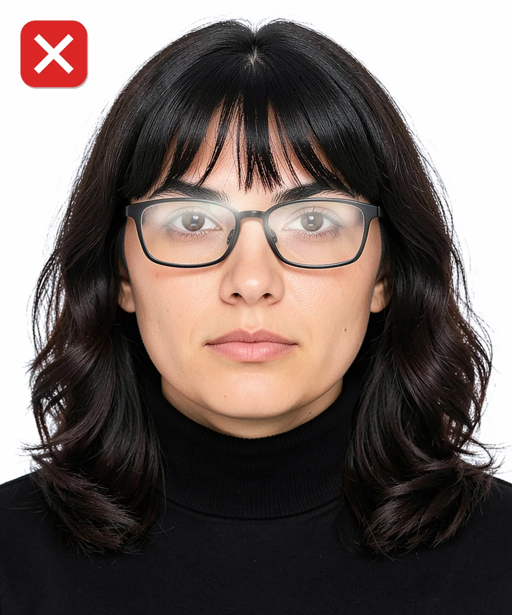 Passport Photo in Kadıköy — Incorrect ID photo: glare on the glasses lenses