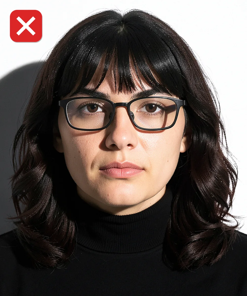 Passport Photo in Kadıköy — Incorrect ID photo: harsh side lighting splits the face