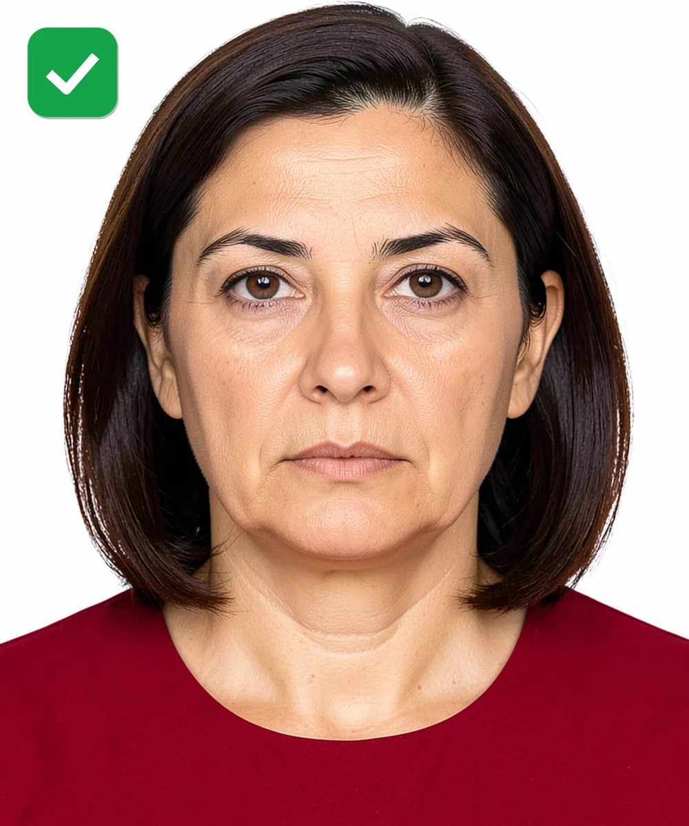 Kartal'da Vesikalık Fotoğraf — Doğru vesikalık örneği: nötr ifade, dik baş, düz beyaz fon