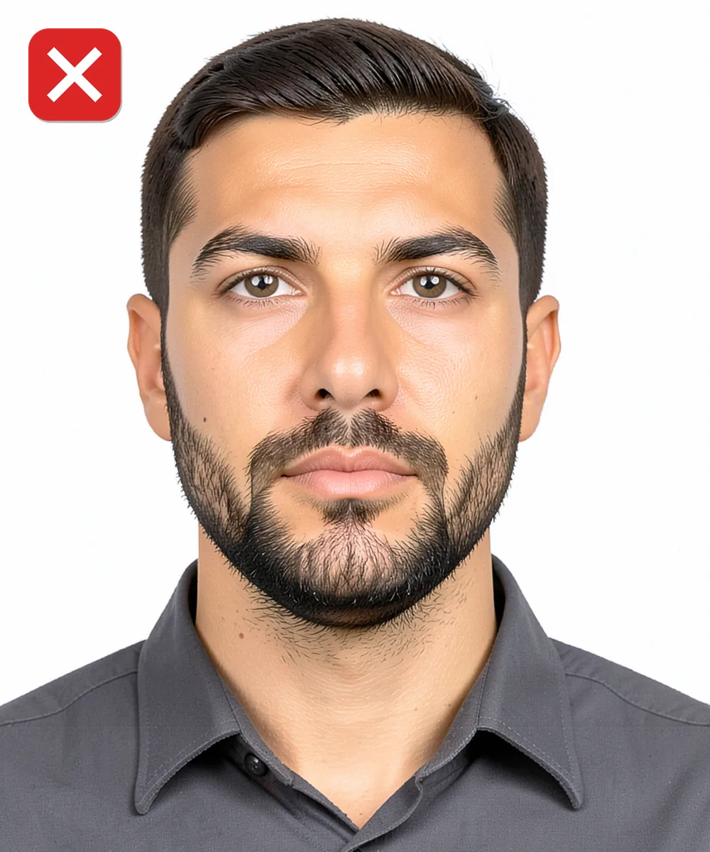 Küçükçekmece'de Vesikalık Fotoğraf — Yanlış vesikalık örneği: alttan yukarı çekim