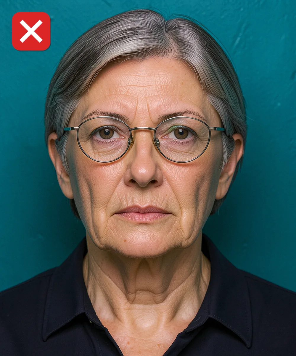 Passport Photo in Maltepe — Incorrect ID photo: brightly coloured wall behind