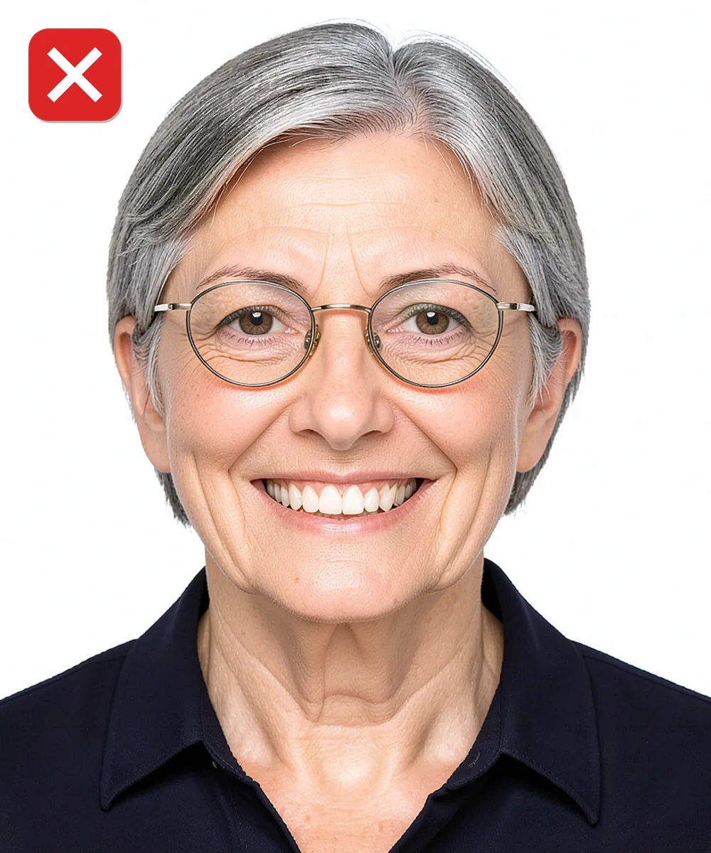 Passport Photo in Maltepe — Incorrect ID photo: smiling