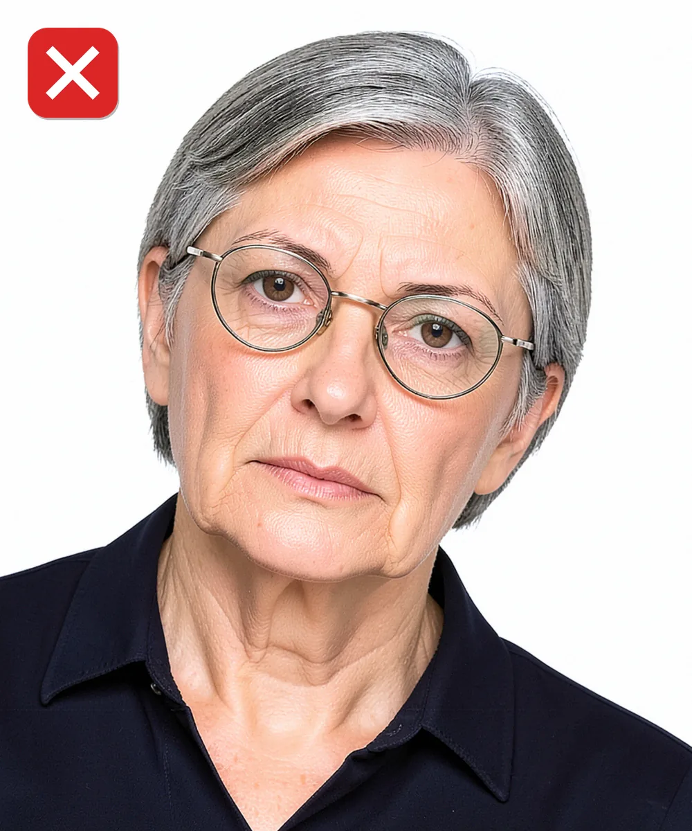 Passport Photo in Maltepe — Incorrect ID photo: head tilted to one side