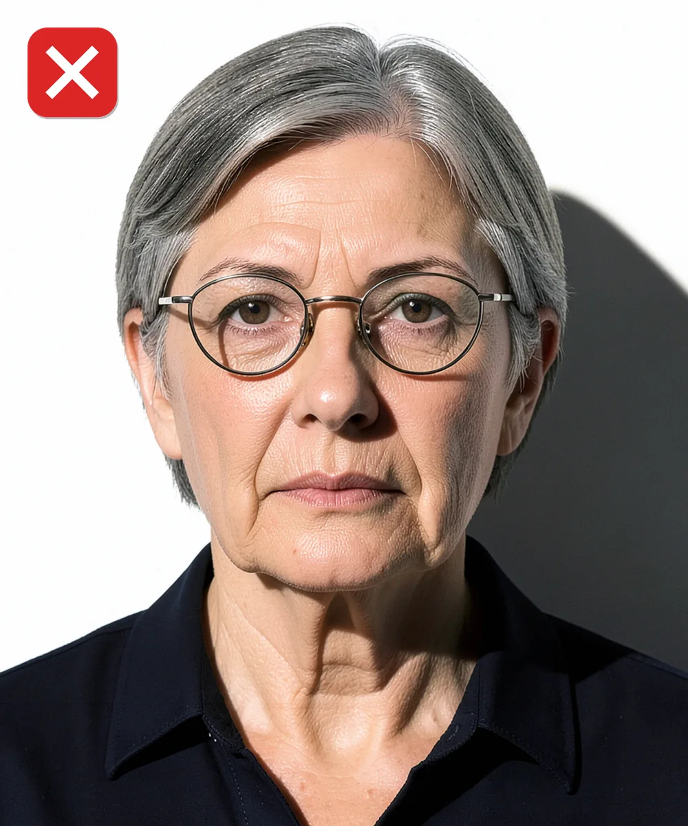 Passport Photo in Maltepe — Incorrect ID photo: harsh side lighting splits the face