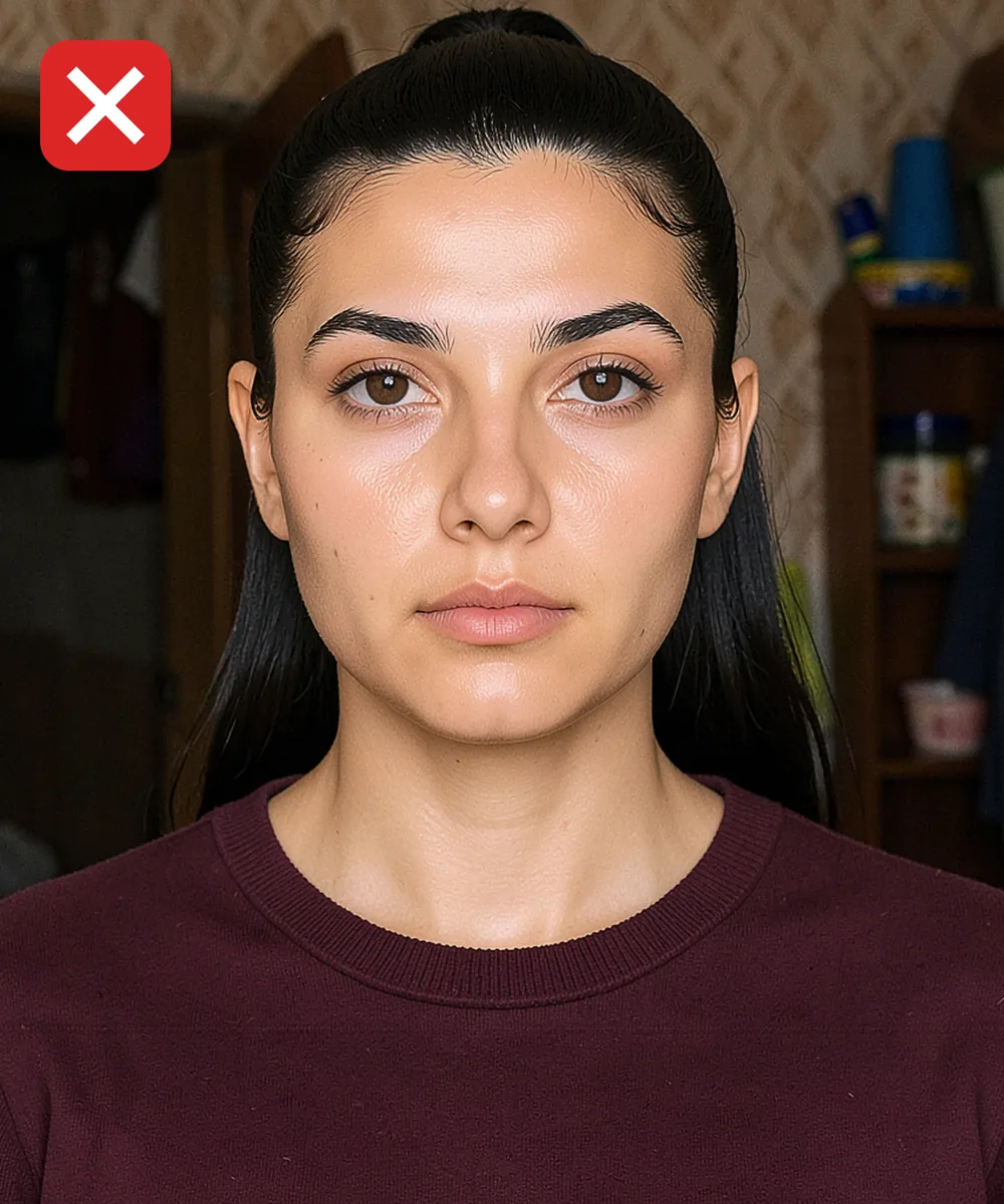 Passport Photo in Pendik — Incorrect ID photo: cluttered, busy background