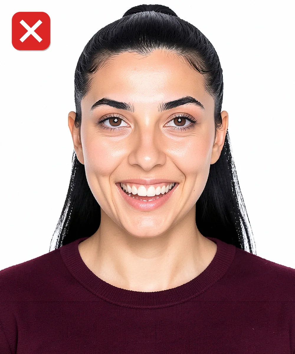 Passport Photo in Pendik — Incorrect ID photo: smiling