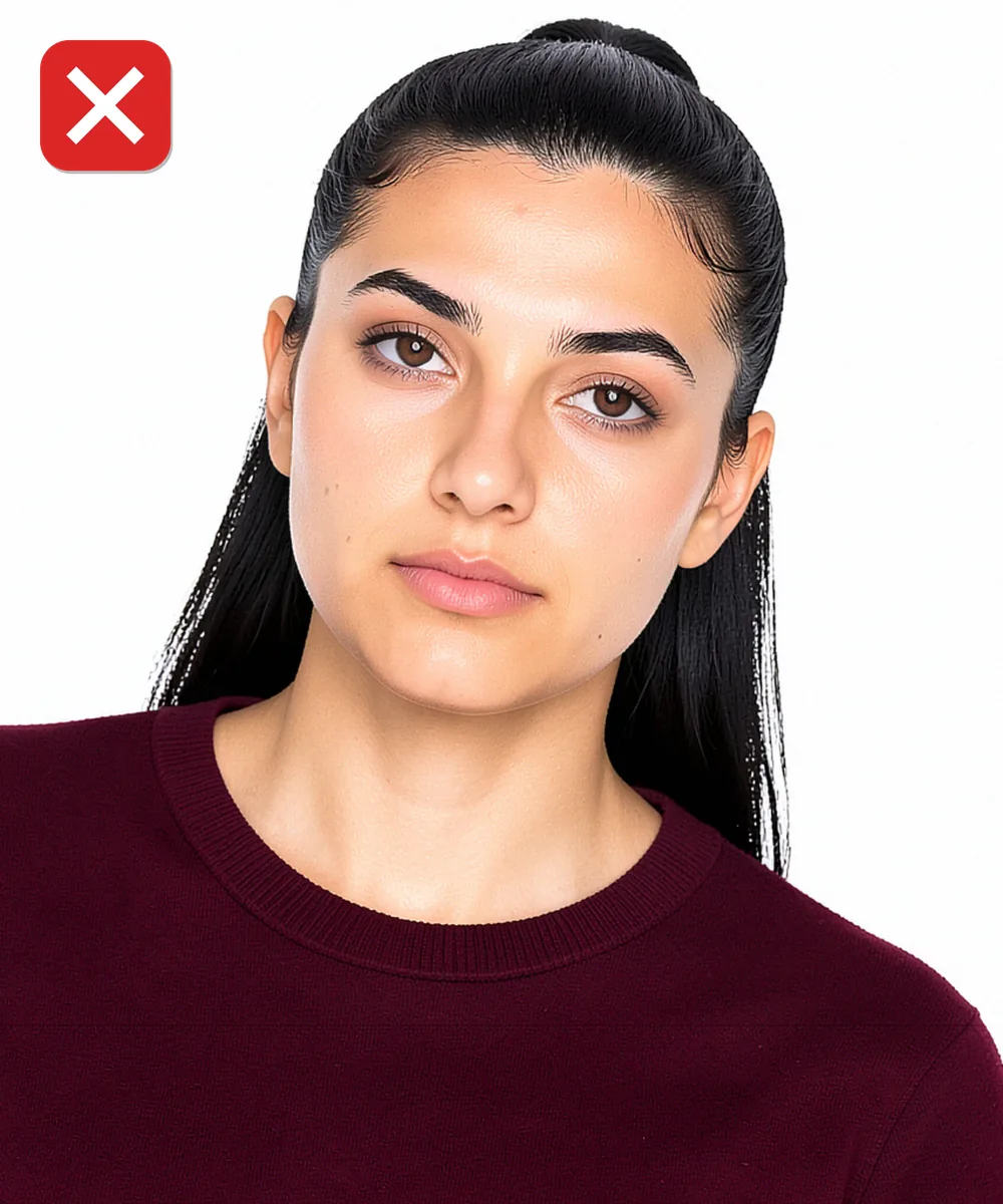 Passport Photo in Pendik — Incorrect ID photo: head tilted to one side