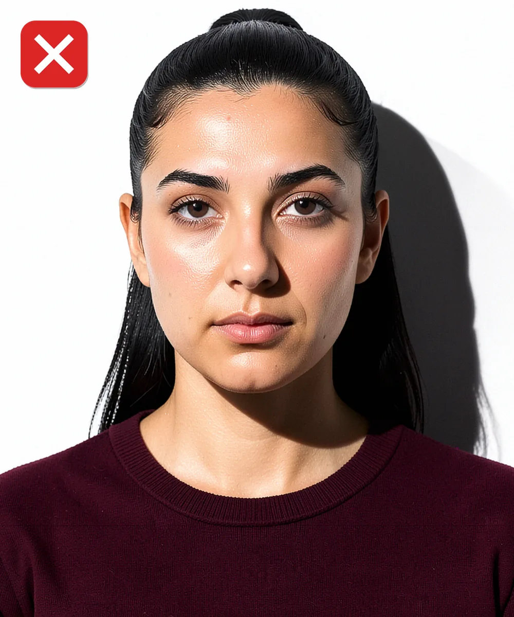 Passport Photo in Pendik — Incorrect ID photo: harsh side lighting splits the face