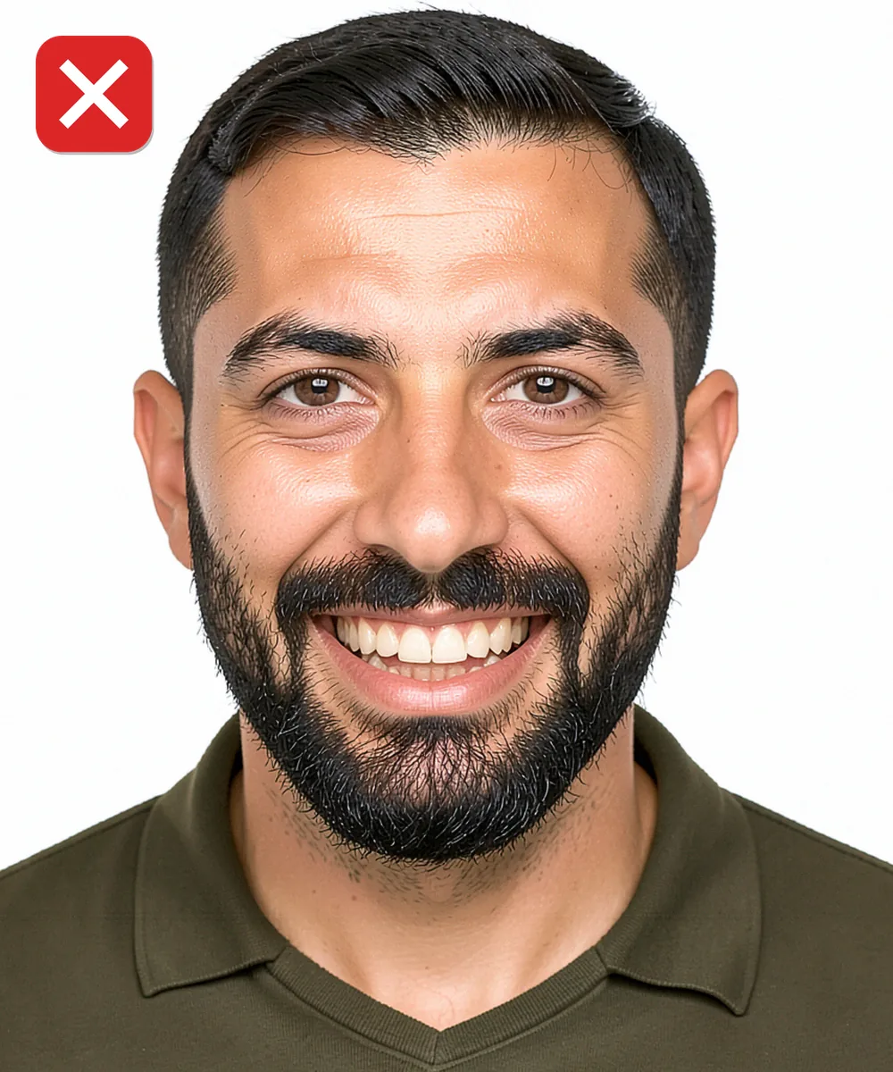Sancaktepe'de Vesikalık Fotoğraf — Yanlış vesikalık örneği: gülümseme