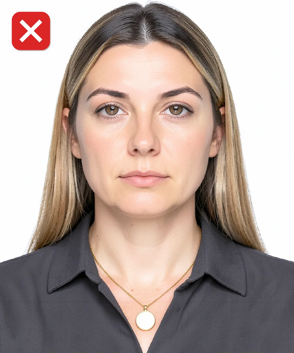 Silivri'de Vesikalık Fotoğraf — Yanlış vesikalık örneği: iri kolye ucu
