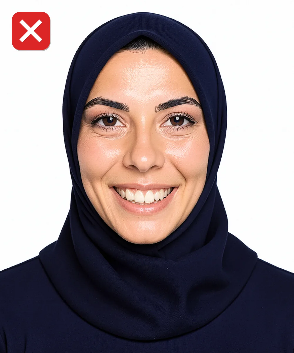 Sultanbeyli'de Vesikalık Fotoğraf — Yanlış vesikalık örneği: gülümseme