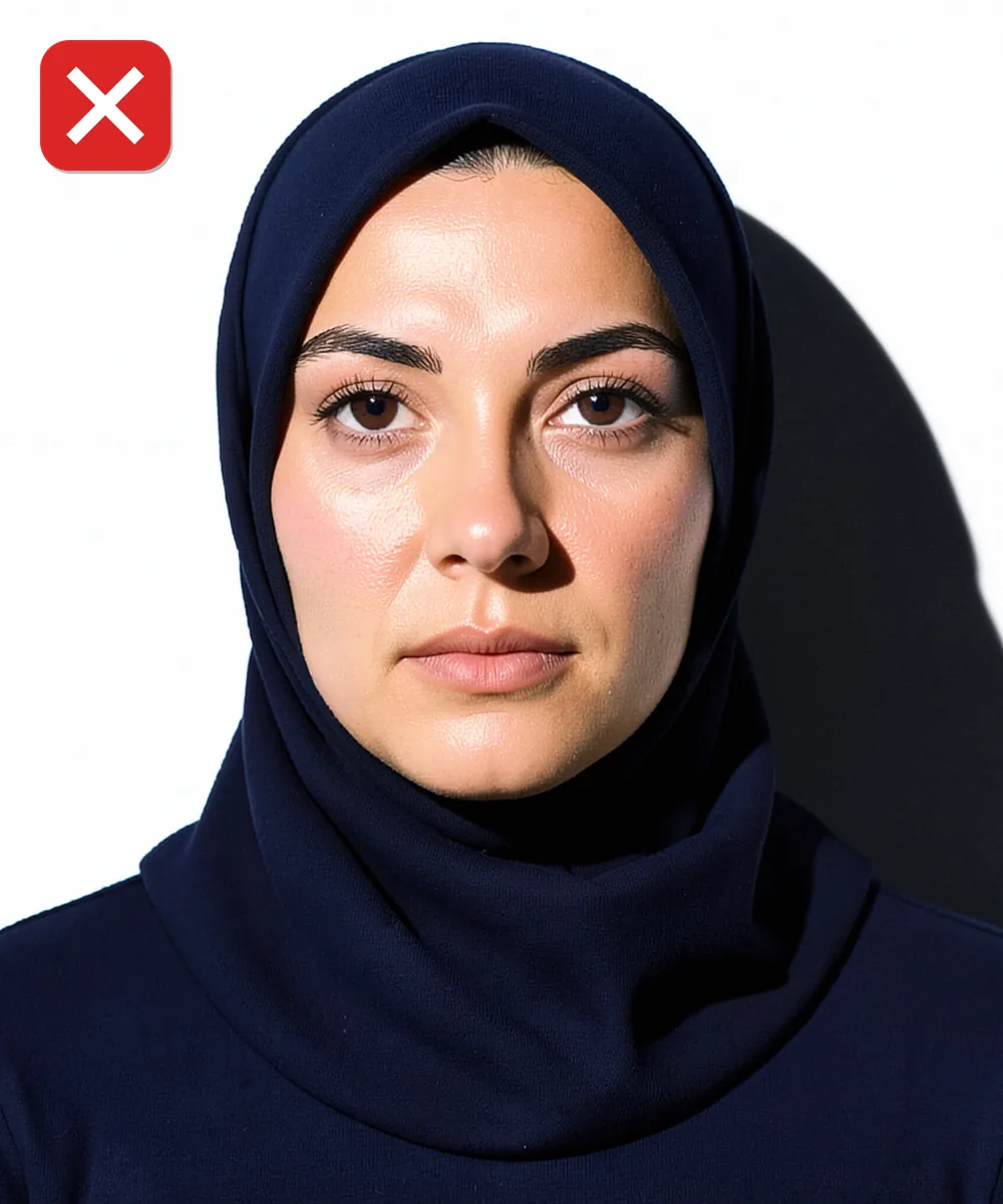 Sultanbeyli'de Vesikalık Fotoğraf — Yanlış vesikalık örneği: sert yan ışık yüzü gölgeye bölüyor